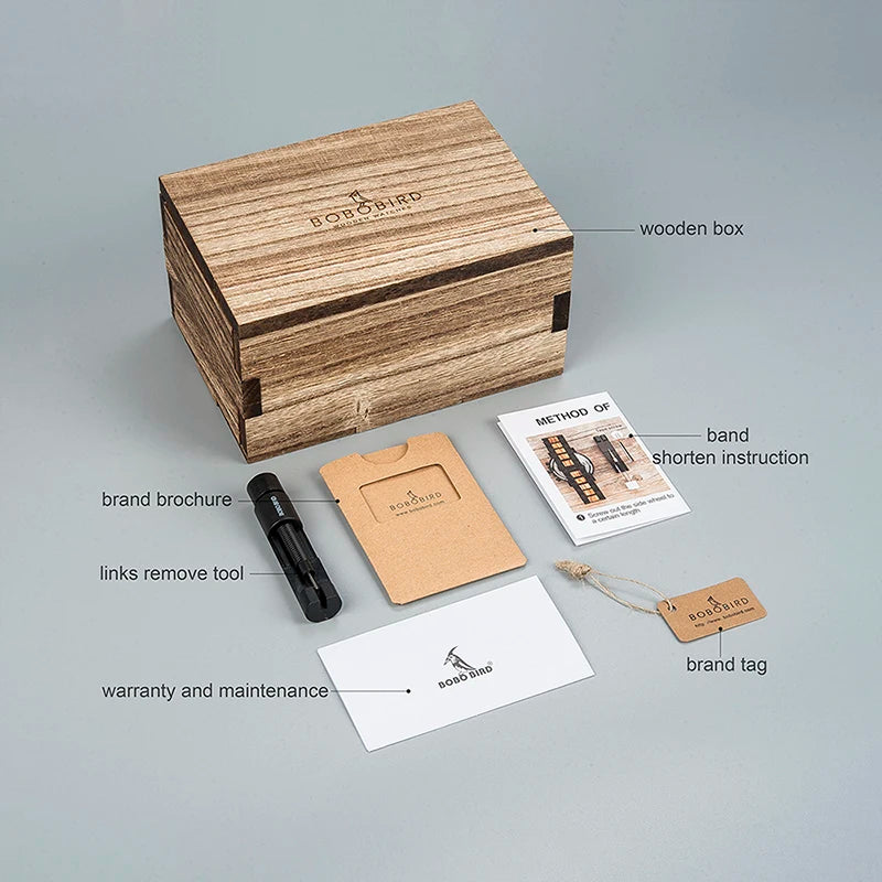 Montre Homme BOBO BIRD Bois Mécanique Luxe – Grand Cadran Top Brand Naturel Unique
