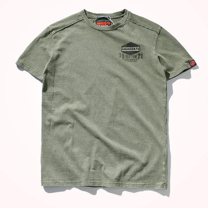 T-Shirt Homme Style Américain Streetwear Imprimé Col Rond Manches Courtes Coton Pur Lavé Vintage Casual Été Authentique Tendance – Tee Shirt Streetwear Premium Washed USA | Mode Homme Streetwear Premium