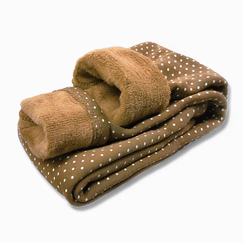 Legging Velours Pois Fille Bébé – Pantalon Chaud Stretch Coton Taille Élastique Automne Hiver Enfant