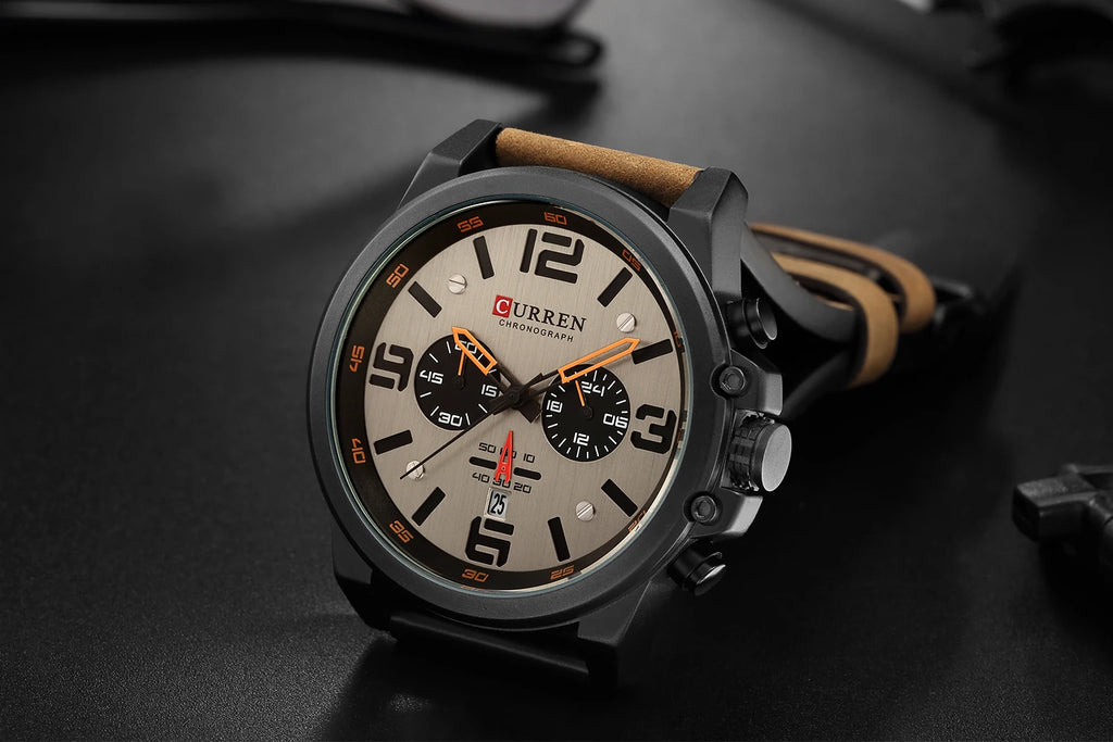 Montre Homme CURREN Luxe Quartz Cuir Militaire – Date Sport Business Fashion