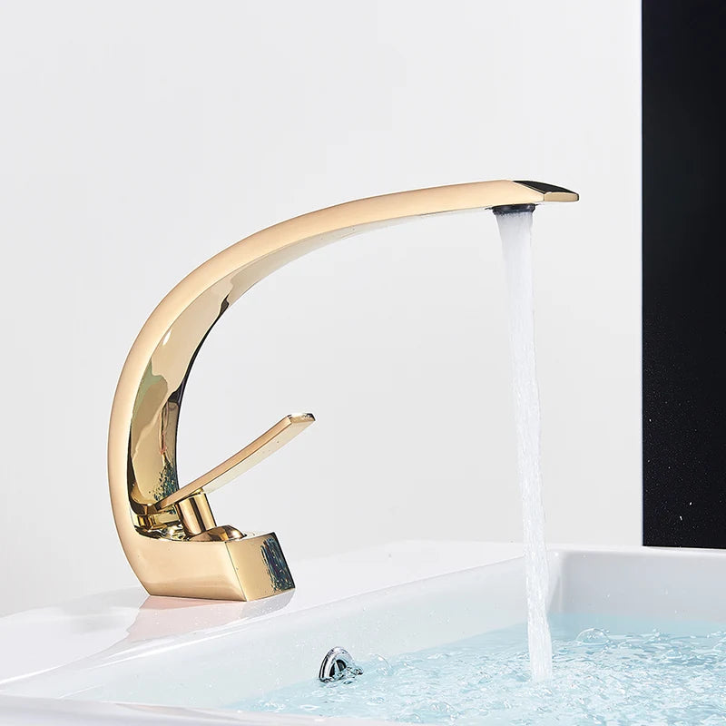Uythner Robinet Lavabo Noir en Laiton – Mitigeur Mono-Commande 1 Trou | Eau Chaude & Froide Salle de Bain