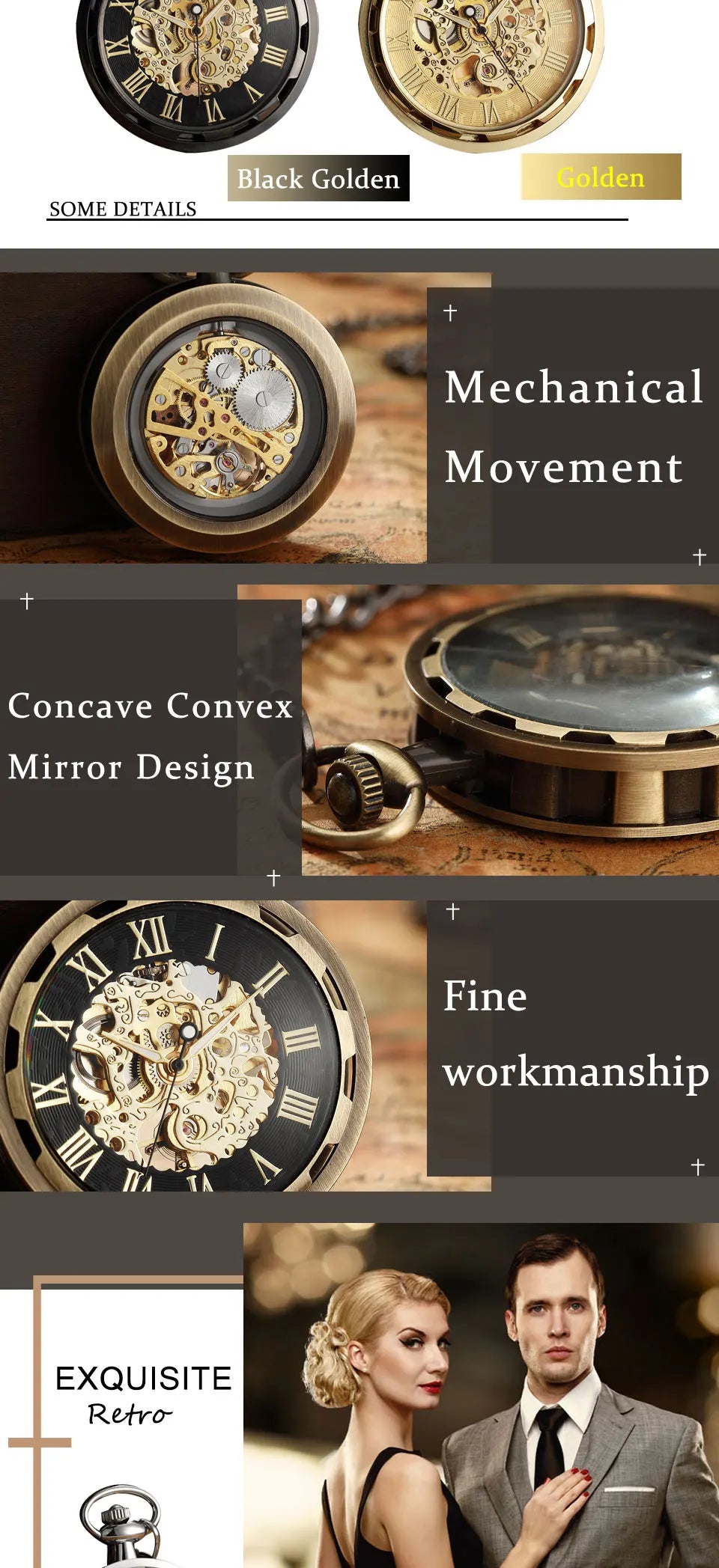 Montre de Gousset Mécanique Squelette Steampunk Antique – Pendentif Remontage Manuel Luxe
