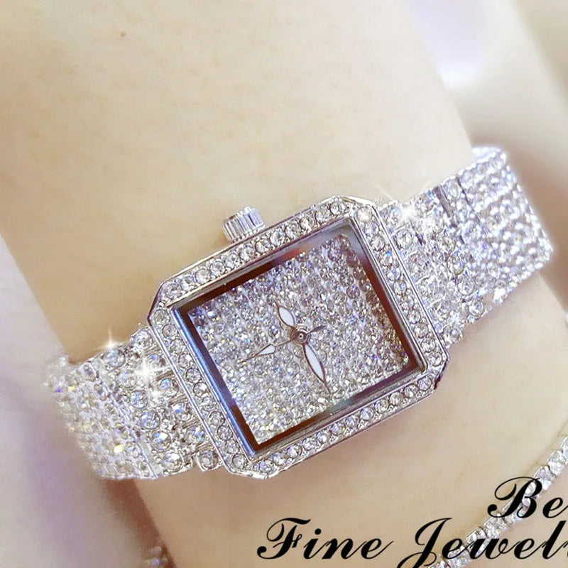 Montre Femme Cristal Rhinestone Diamant – Bracelet Acier Robe Élégante Cadeau Luxe