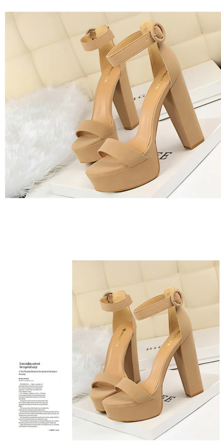 BIGTREE Pumps Block Heels Plateforme Boucle Femme – Sandales Sexy Fashion Talon Carré