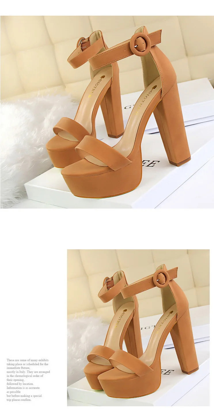 BIGTREE Pumps Block Heels Plateforme Boucle Femme – Sandales Sexy Fashion Talon Carré