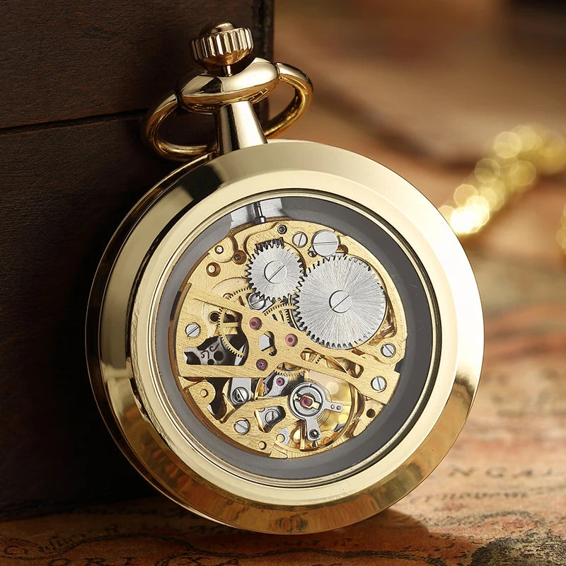 Montre de Gousset Mécanique Squelette Steampunk Antique – Pendentif Remontage Manuel Luxe