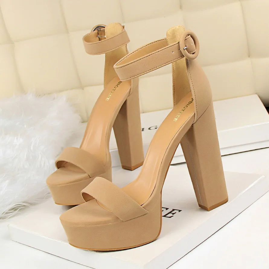 BIGTREE Pumps Block Heels Plateforme Boucle Femme – Sandales Sexy Fashion Talon Carré