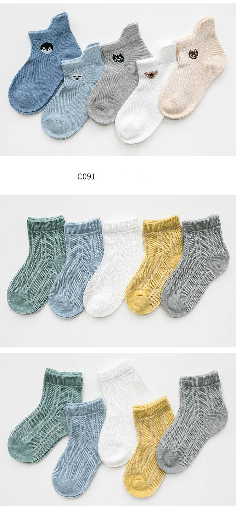 Lot 5 Paires Chaussettes Bébé Couleurs Assorties – Chaussettes Été Nouveau-Né 0-3 Ans