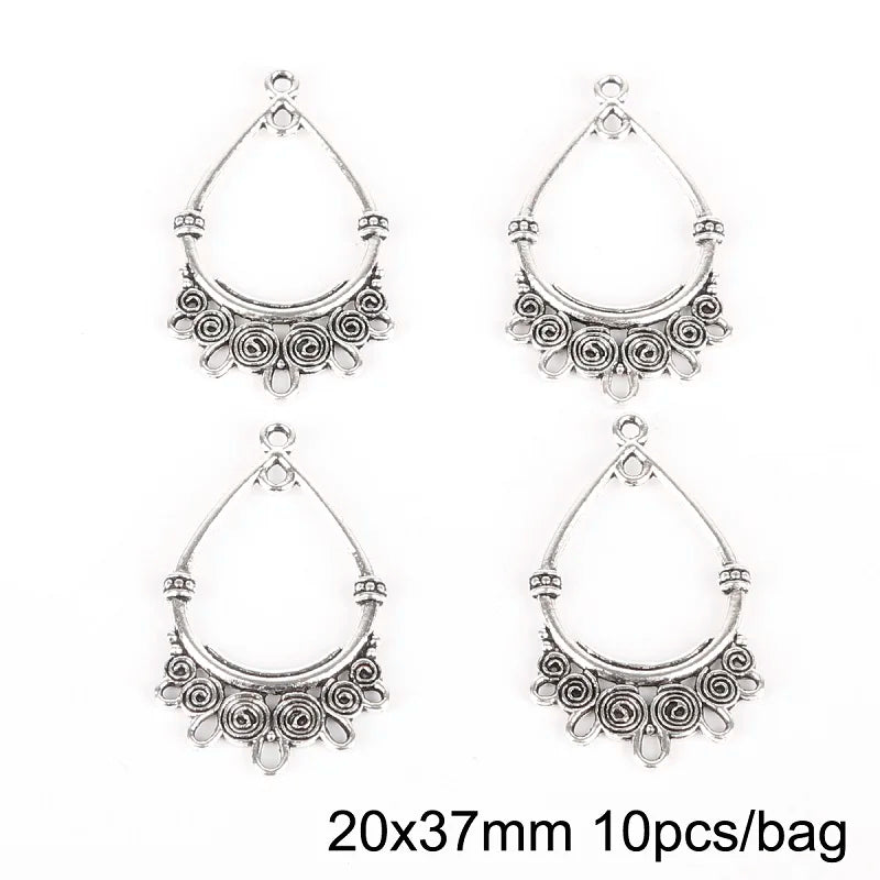 Lot 10 Connecteurs Boucles d'Oreilles Argent Antique — Accessoires DIY Bijoux