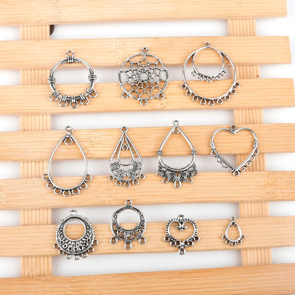 Lot 10 Connecteurs Boucles d'Oreilles Argent Antique — Accessoires DIY Bijoux