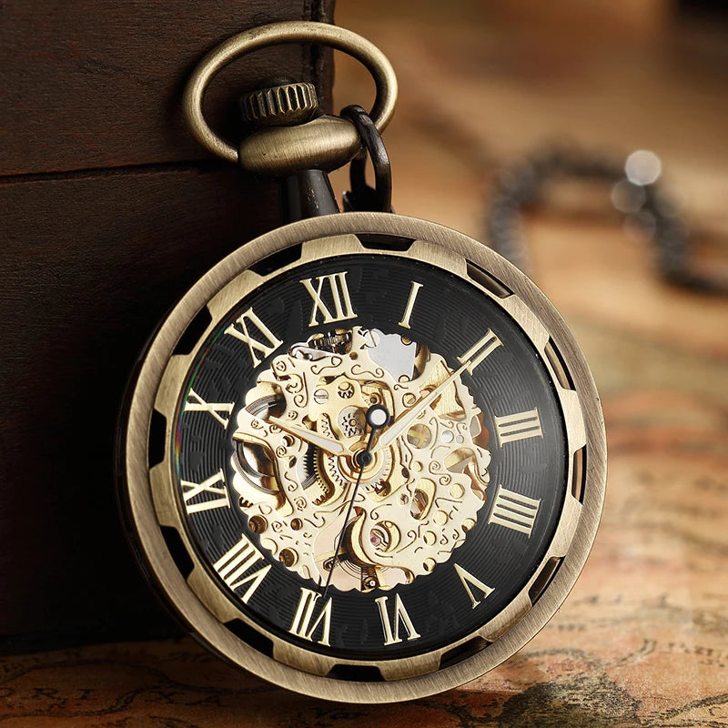 Montre de Gousset Mécanique Squelette Steampunk Antique – Pendentif Remontage Manuel Luxe