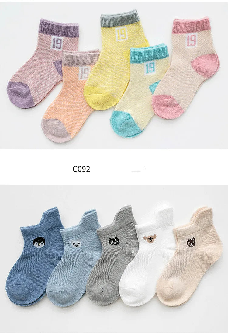 Lot 5 Paires Chaussettes Bébé Couleurs Assorties – Chaussettes Été Nouveau-Né 0-3 Ans