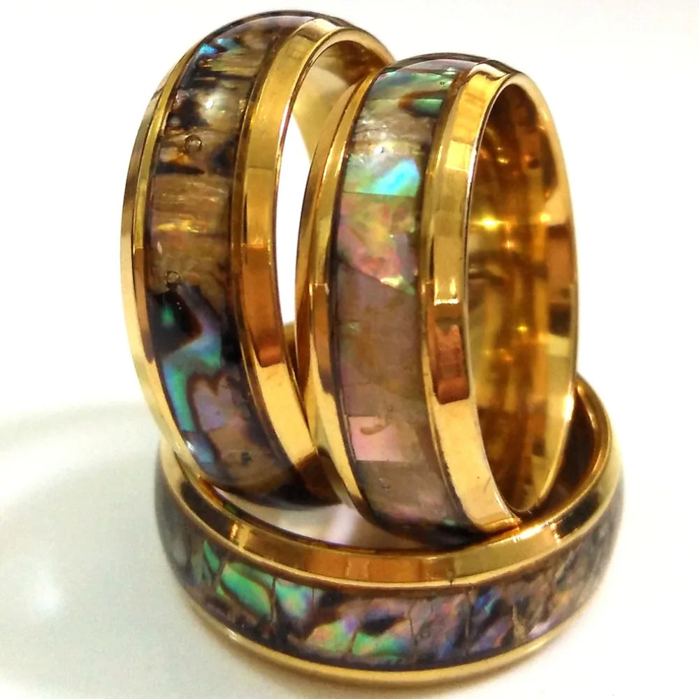 Bague Luxe Plaquée Or Incrustation Coquillage Acier Inoxydable 316L – Design Vintage Unique | Bijou Femme Mariage, Soirée Bord de Mer & Cadeau Premium