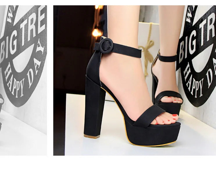 BIGTREE Pumps Block Heels Plateforme Boucle Femme – Sandales Sexy Fashion Talon Carré
