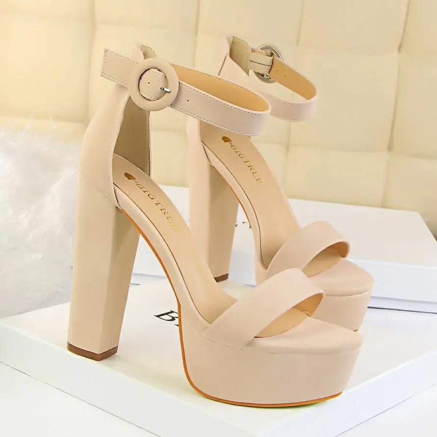 BIGTREE Pumps Block Heels Plateforme Boucle Femme – Sandales Sexy Fashion Talon Carré