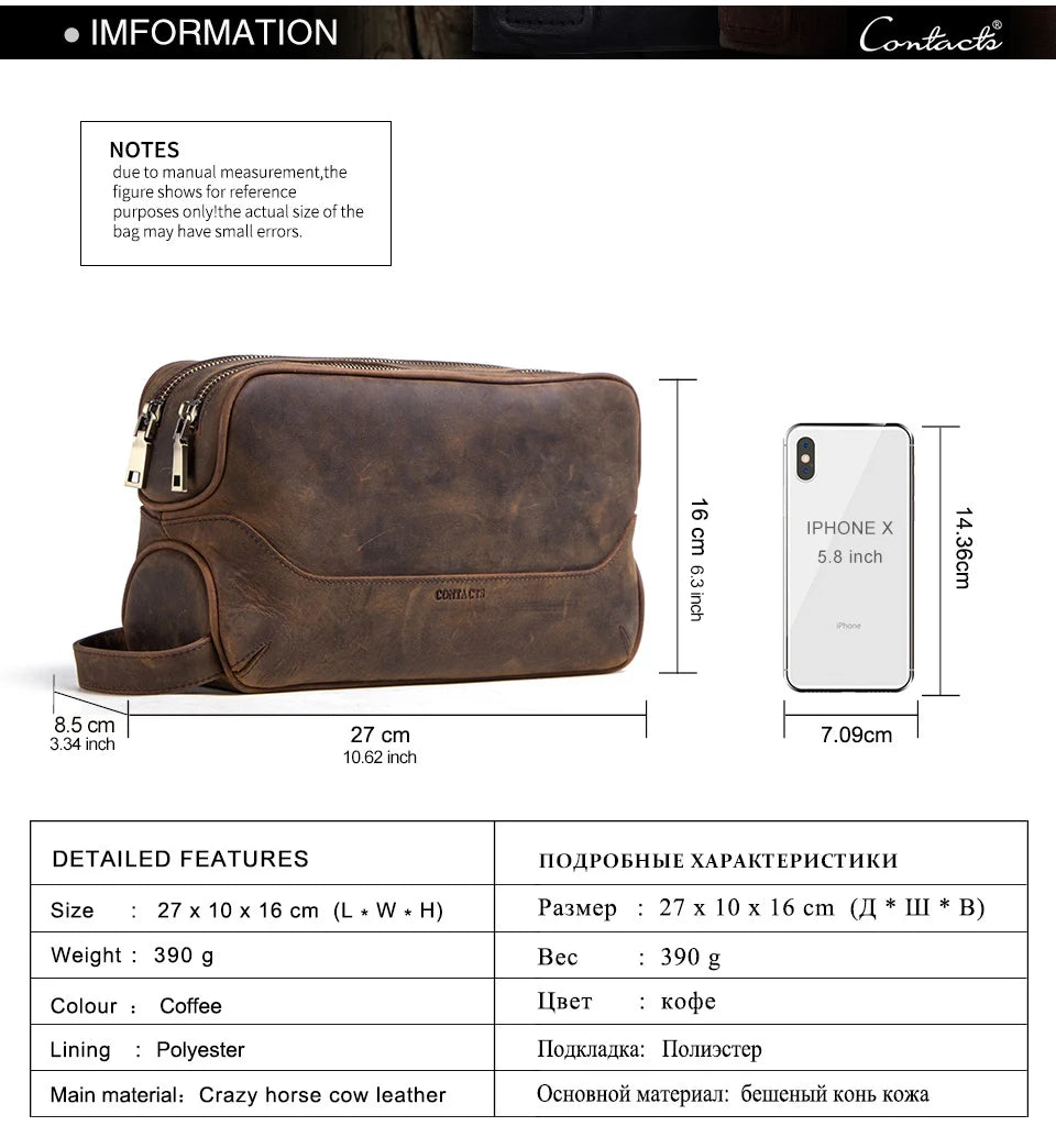 Trousse de Toilette Homme Cuir Véritable Vintage – Sac Cosmétique Organisateur Voyage