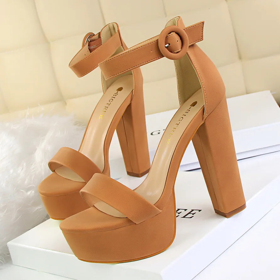 BIGTREE Pumps Block Heels Plateforme Boucle Femme – Sandales Sexy Fashion Talon Carré