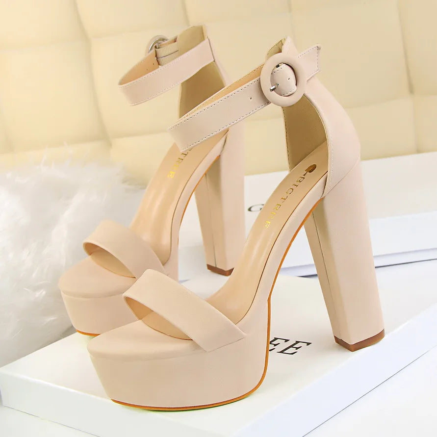 BIGTREE Pumps Block Heels Plateforme Boucle Femme – Sandales Sexy Fashion Talon Carré
