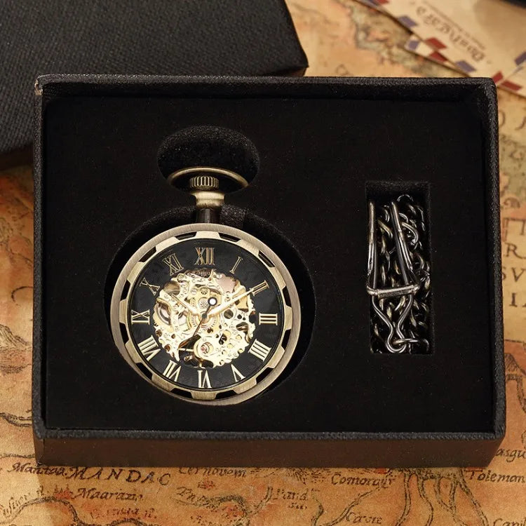 Montre de Gousset Mécanique Squelette Steampunk Antique – Pendentif Remontage Manuel Luxe