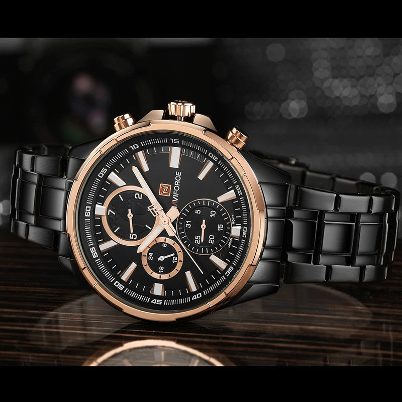Montre Homme NAVIFORCE Luxe Business Quartz Affichage 24h Date Acier Inoxydable Sport Élégante | Montre NAVIFORCE Luxe Business Quartz Premium
