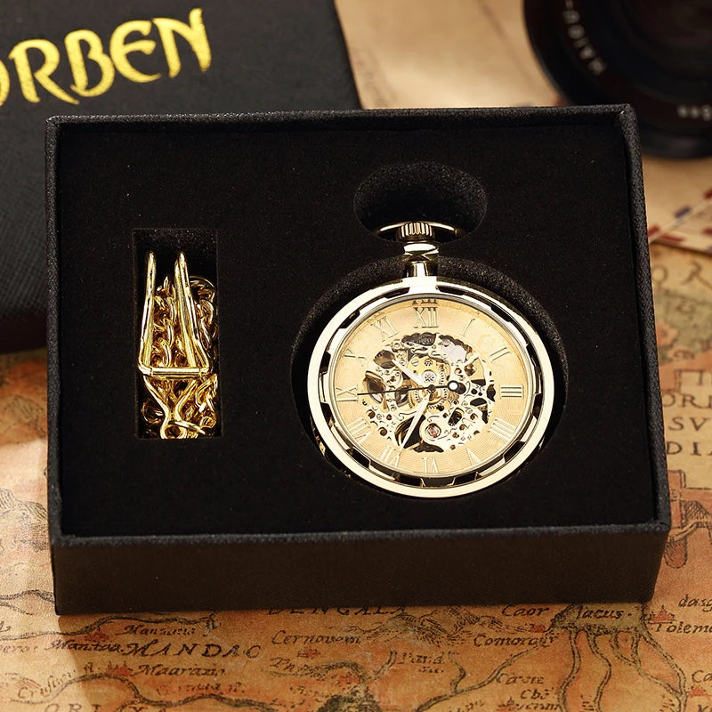 Montre de Gousset Mécanique Squelette Steampunk Antique – Pendentif Remontage Manuel Luxe