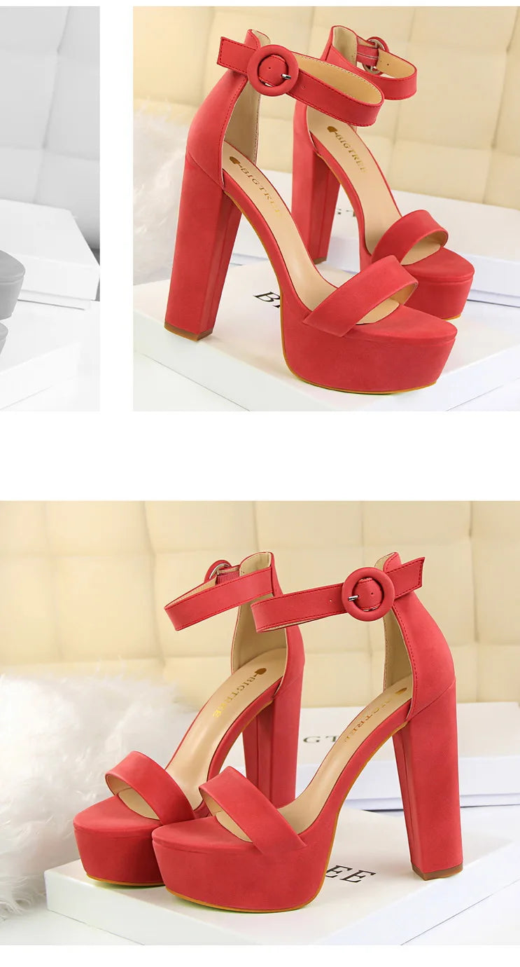 BIGTREE Pumps Block Heels Plateforme Boucle Femme – Sandales Sexy Fashion Talon Carré