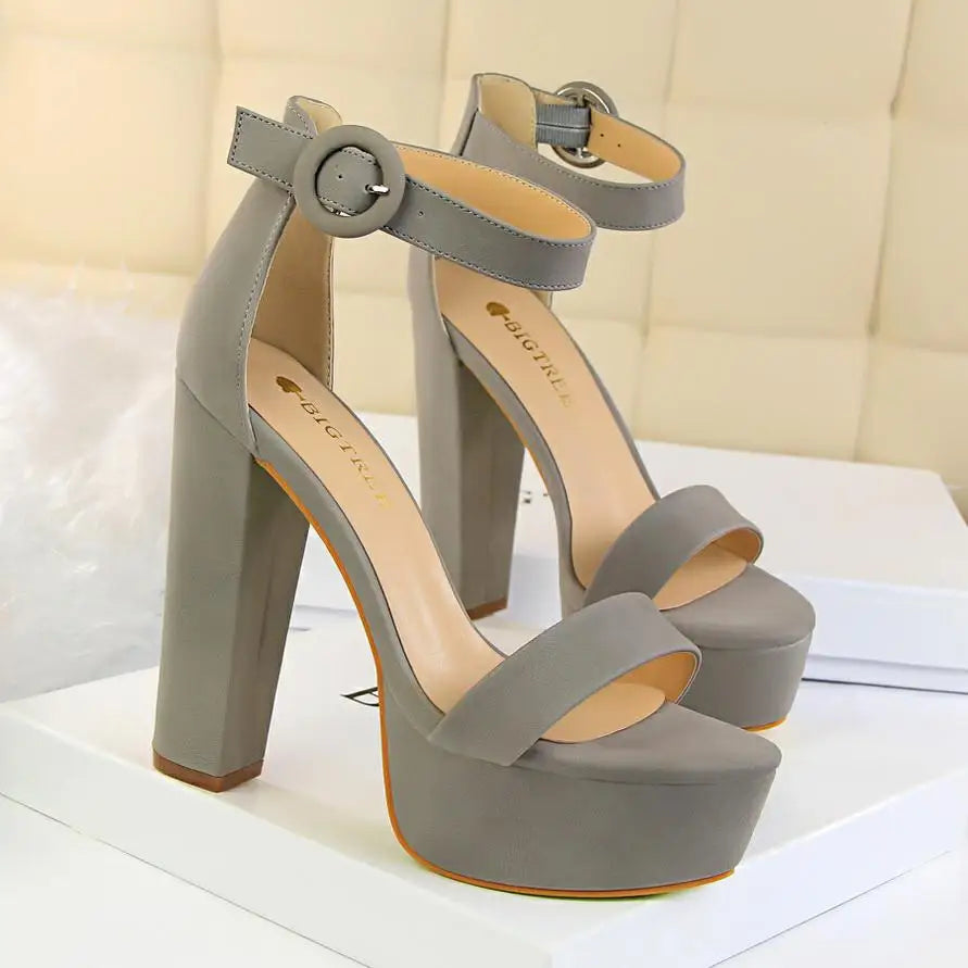 BIGTREE Pumps Block Heels Plateforme Boucle Femme – Sandales Sexy Fashion Talon Carré