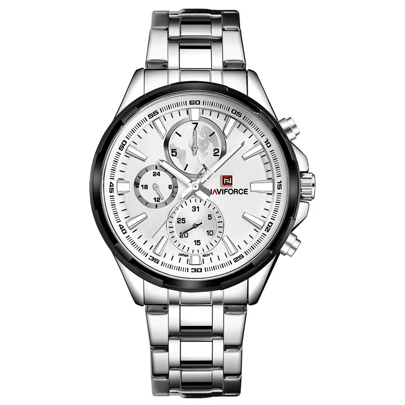 Montre Homme NAVIFORCE Luxe Business Quartz Affichage 24h Date Acier Inoxydable Sport Élégante | Montre NAVIFORCE Luxe Business Quartz Premium