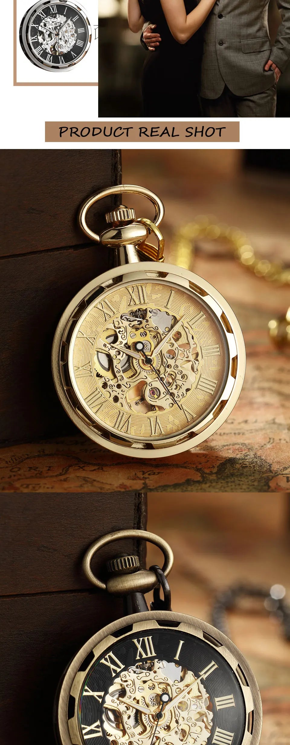 Montre de Gousset Mécanique Squelette Steampunk Antique – Pendentif Remontage Manuel Luxe