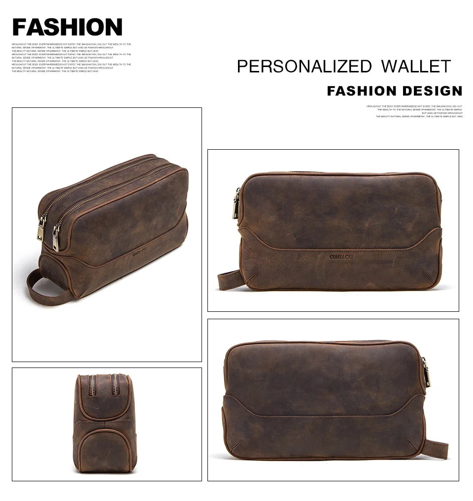 Trousse de Toilette Homme Cuir Véritable Vintage – Sac Cosmétique Organisateur Voyage