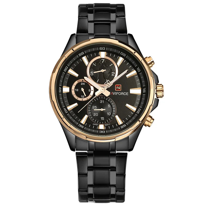 Montre Homme NAVIFORCE Luxe Business Quartz Affichage 24h Date Acier Inoxydable Sport Élégante | Montre NAVIFORCE Luxe Business Quartz Premium
