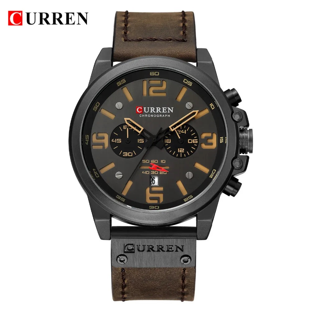 Montre Homme CURREN Luxe Quartz Cuir Militaire – Date Sport Business Fashion