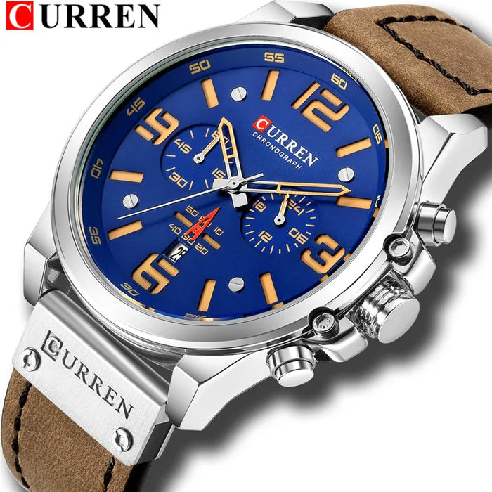 Montre Homme CURREN Luxe Quartz Cuir Militaire – Date Sport Business Fashion