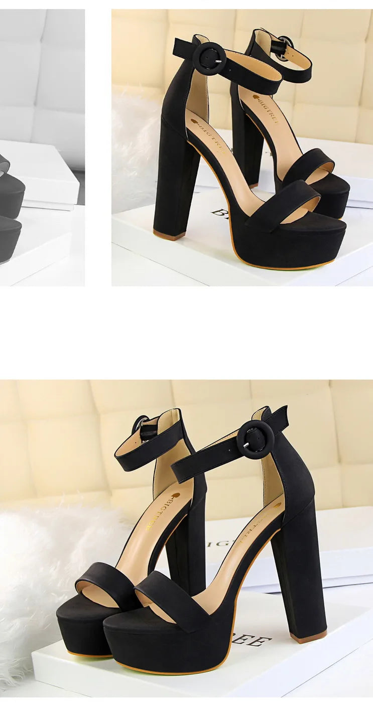 BIGTREE Pumps Block Heels Plateforme Boucle Femme – Sandales Sexy Fashion Talon Carré