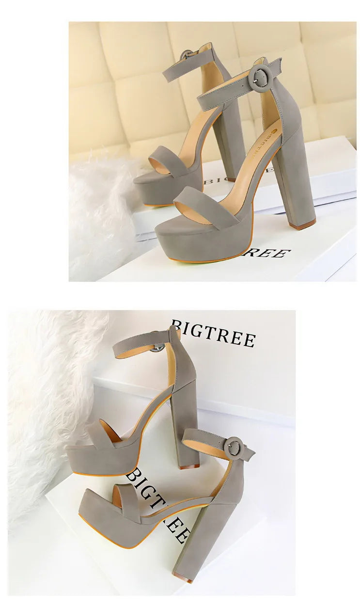 BIGTREE Pumps Block Heels Plateforme Boucle Femme – Sandales Sexy Fashion Talon Carré