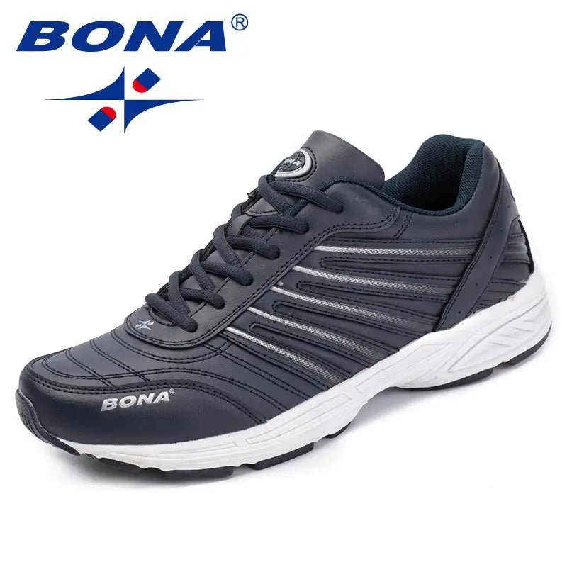 BONA Sneakers Cuir Fendu Lacets Loafers Homme – Casual Outdoor Fashion Flat Classiques