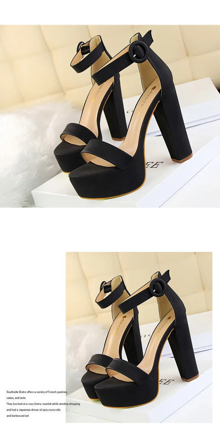 BIGTREE Pumps Block Heels Plateforme Boucle Femme – Sandales Sexy Fashion Talon Carré