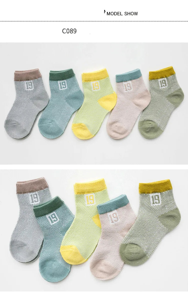 Lot 5 Paires Chaussettes Bébé Couleurs Assorties – Chaussettes Été Nouveau-Né 0-3 Ans