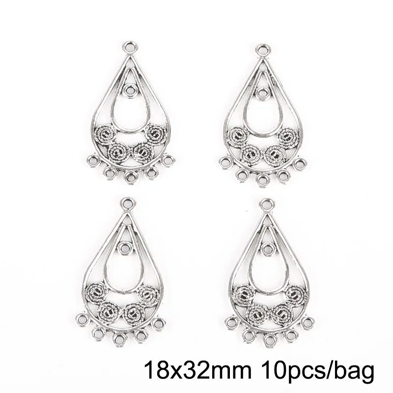 Lot 10 Connecteurs Boucles d'Oreilles Argent Antique — Accessoires DIY Bijoux