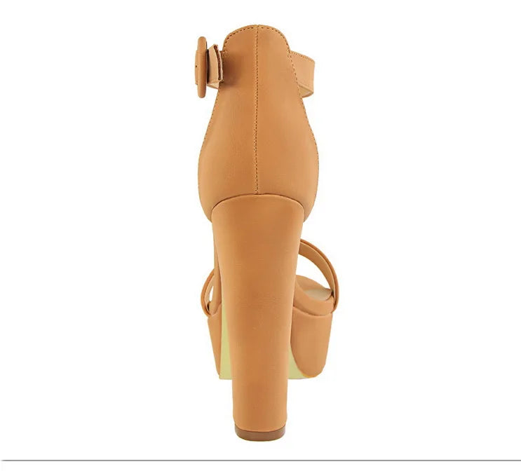 BIGTREE Pumps Block Heels Plateforme Boucle Femme – Sandales Sexy Fashion Talon Carré