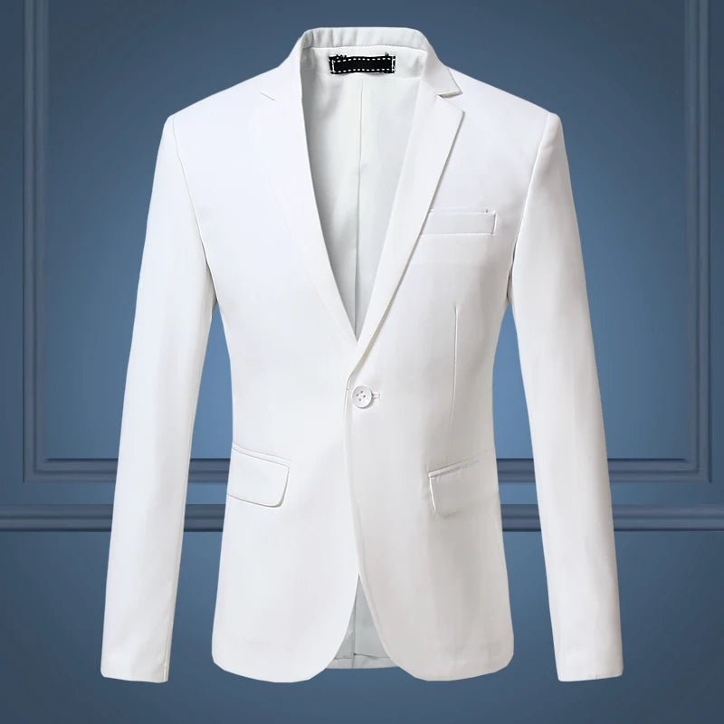Blazer Homme Gentleman Slim Blanc Casual Business Uni Haute Qualité Grande Taille – Veste Élégante Luxe Classique | Mode Homme Premium