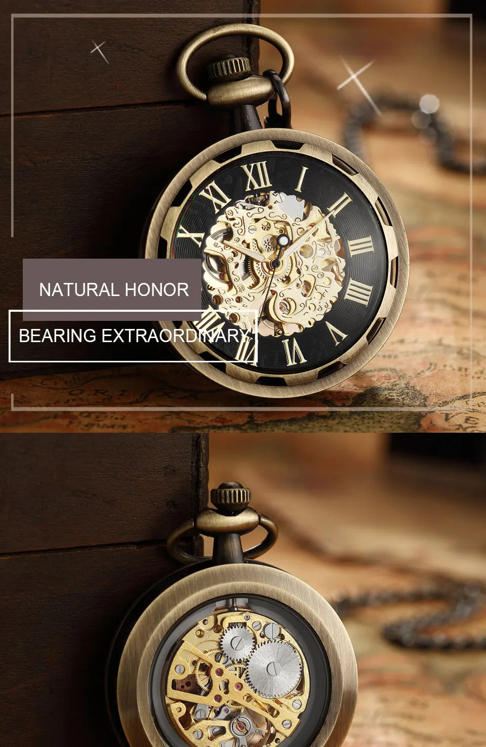 Montre de Gousset Mécanique Squelette Steampunk Antique – Pendentif Remontage Manuel Luxe