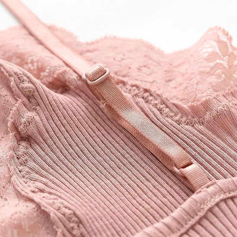 Camisole Dentelle 70% Soie Naturelle & 30% Coton - Basique Luxe Doux Couleur Unie | SuyaDream