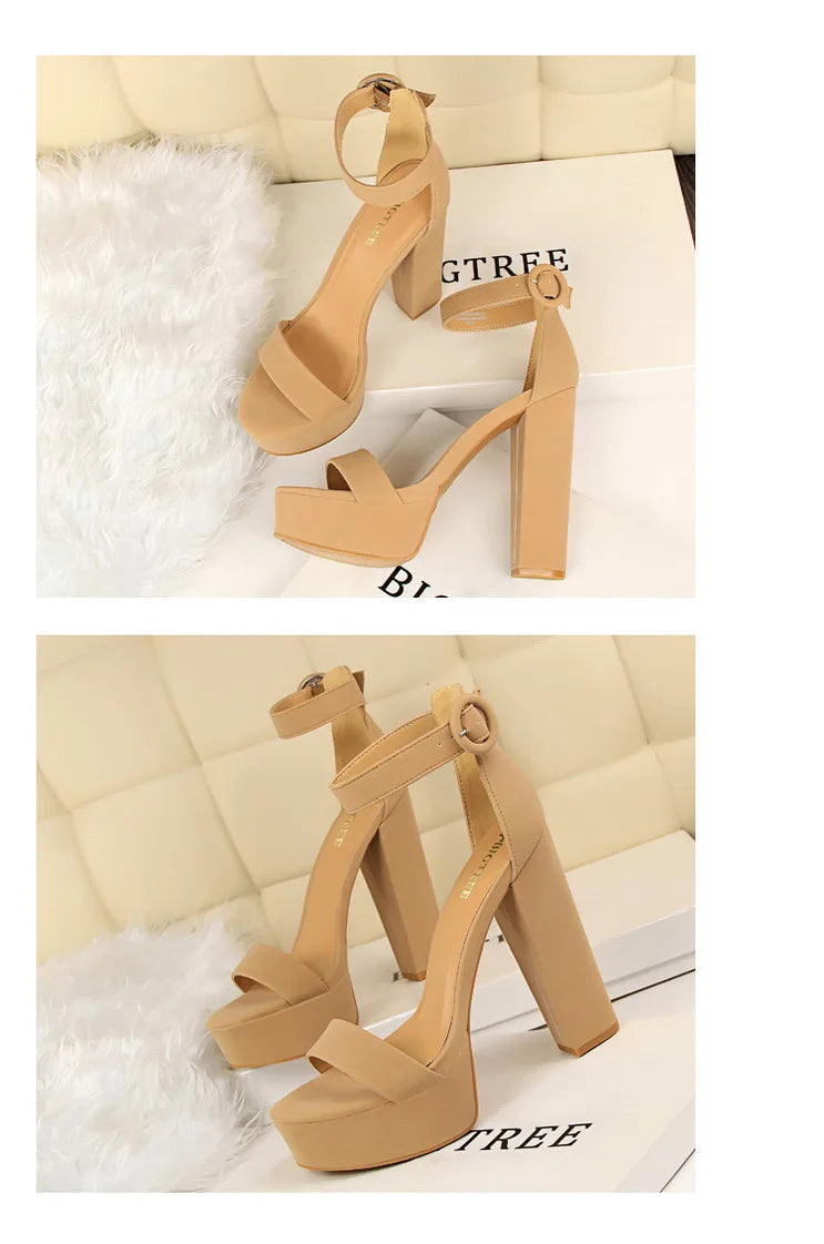 BIGTREE Pumps Block Heels Plateforme Boucle Femme – Sandales Sexy Fashion Talon Carré