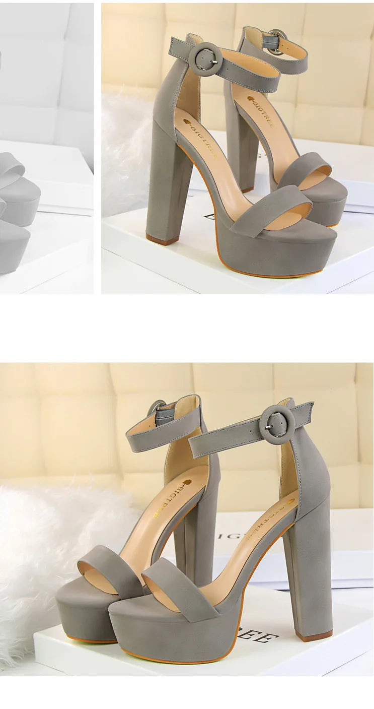 BIGTREE Pumps Block Heels Plateforme Boucle Femme – Sandales Sexy Fashion Talon Carré