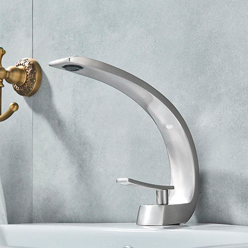 Uythner Robinet Lavabo Noir en Laiton – Mitigeur Mono-Commande 1 Trou | Eau Chaude & Froide Salle de Bain