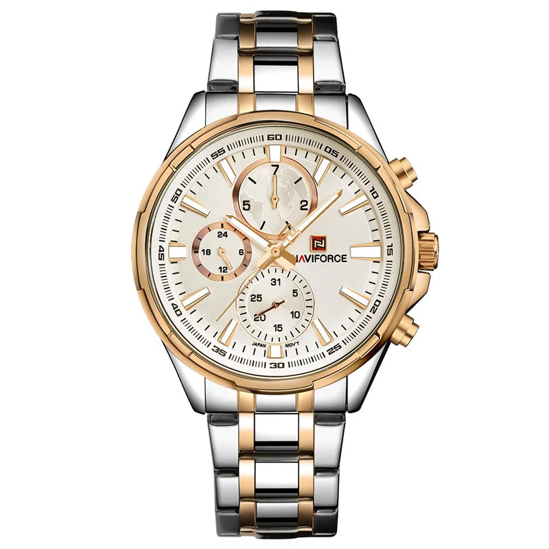 Montre Homme NAVIFORCE Luxe Business Quartz Affichage 24h Date Acier Inoxydable Sport Élégante | Montre NAVIFORCE Luxe Business Quartz Premium