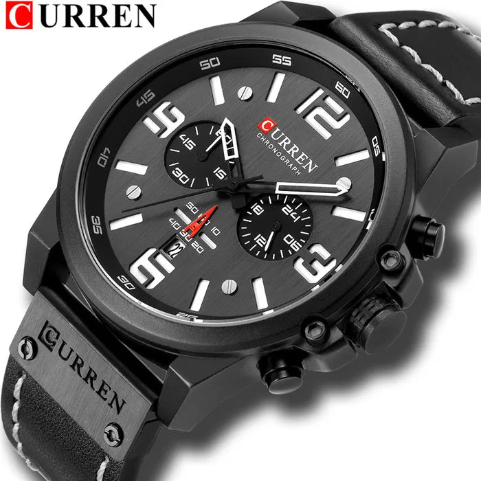 Montre Homme CURREN Luxe Quartz Cuir Militaire – Date Sport Business Fashion