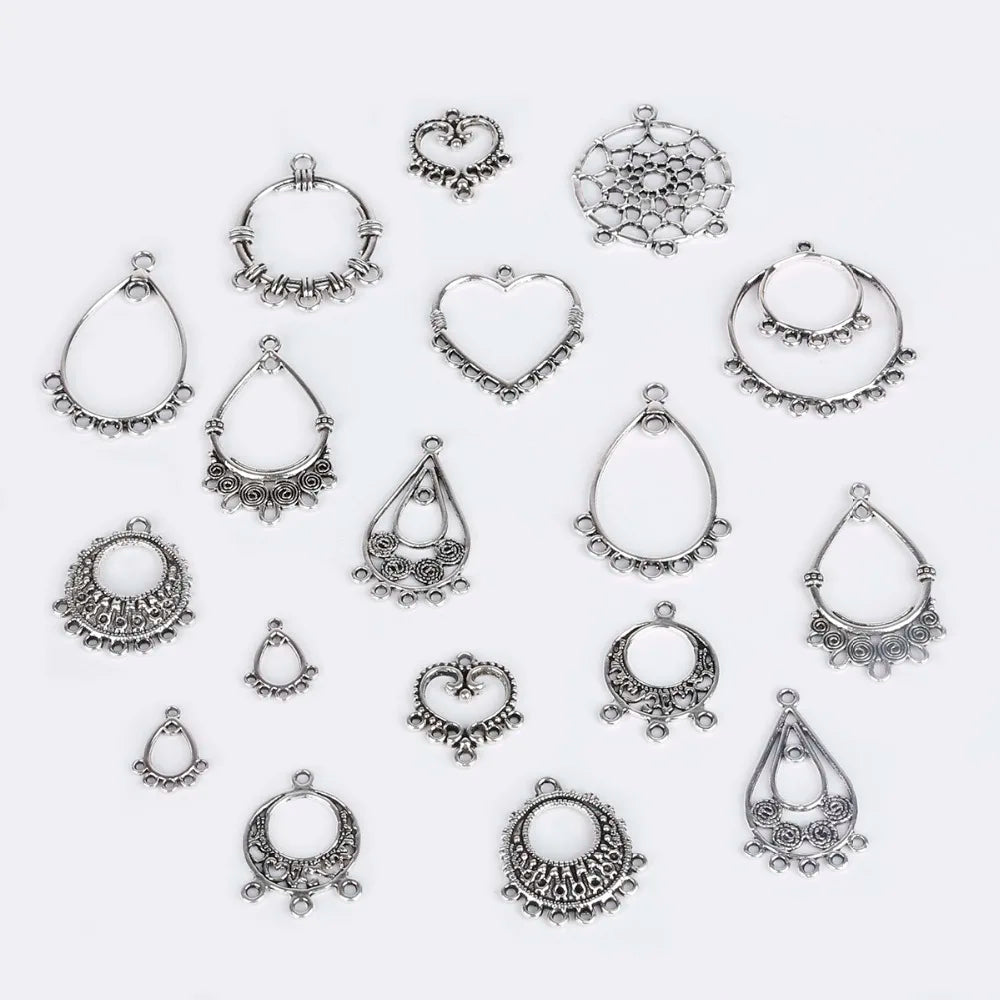 Lot 10 Connecteurs Boucles d'Oreilles Argent Antique — Accessoires DIY Bijoux