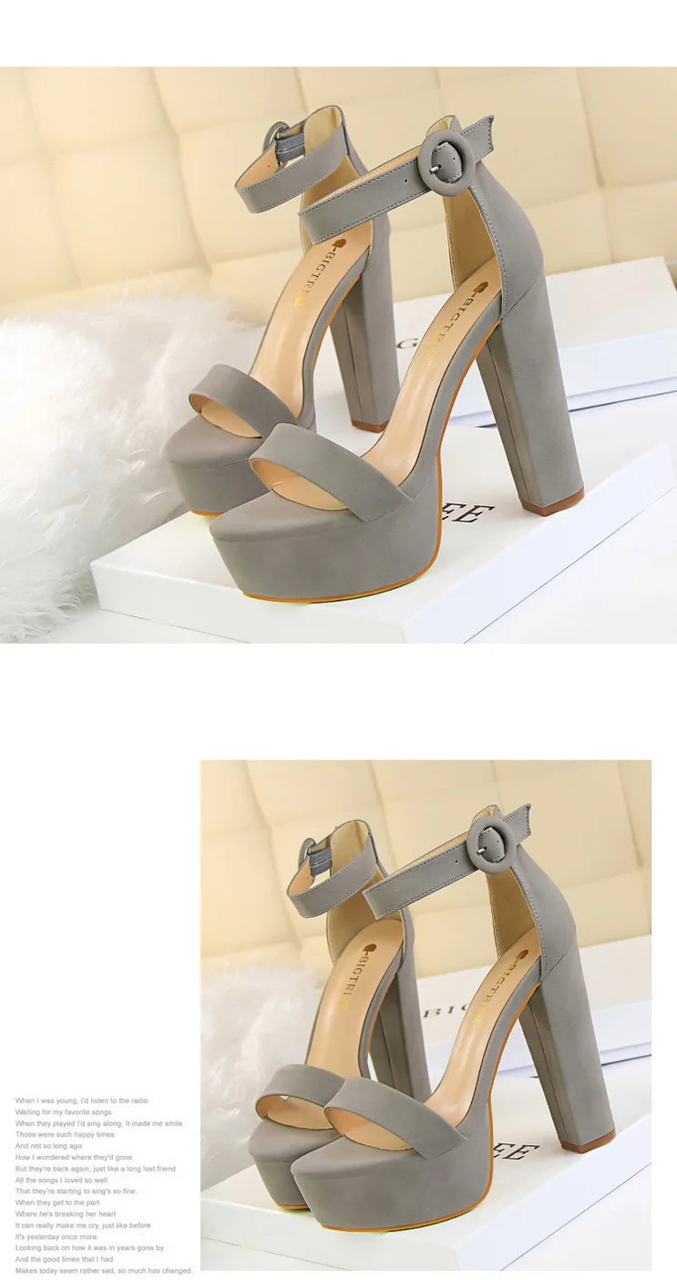 BIGTREE Pumps Block Heels Plateforme Boucle Femme – Sandales Sexy Fashion Talon Carré